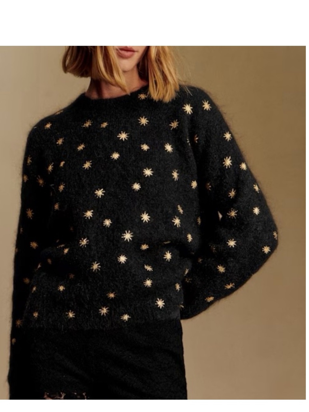 Sezane Ferdinand Sweater Black With Golden Sun Motifs XXS